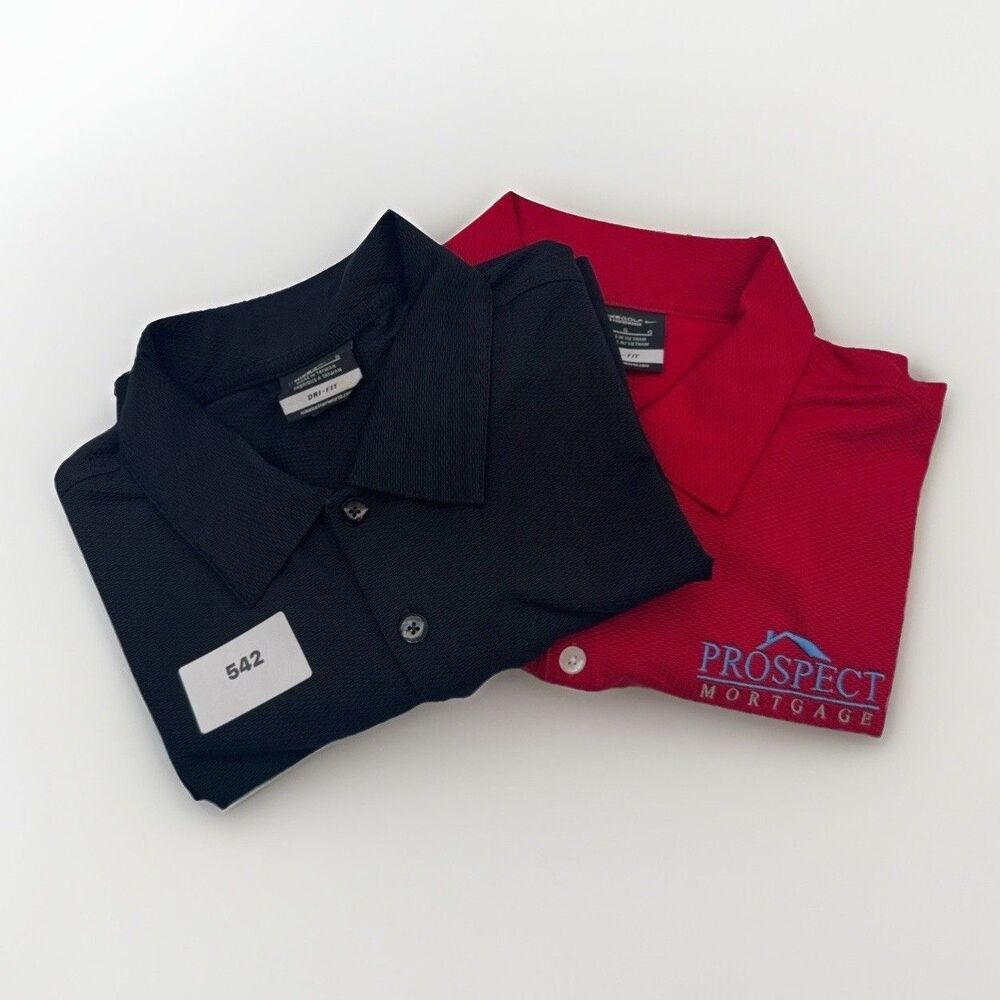 Nike Golf Shirts Lot of 2 Dri-Fit Tour Performance Polo Prospect Mortgage Large